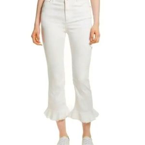 White Alice and Olivia Jeans with Ruffle Hem